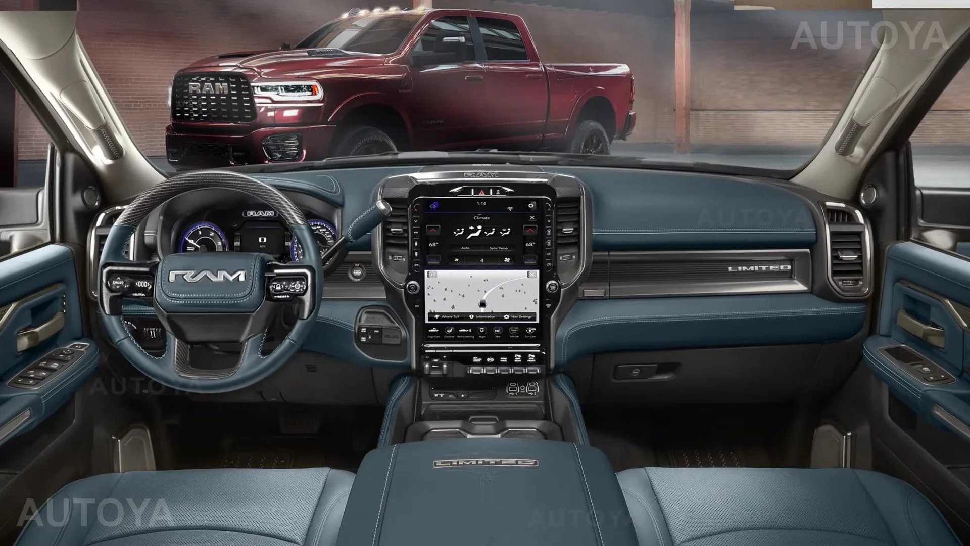 Ram 1500 interiér — Limited, displej